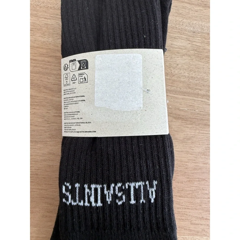 AllSaints Crew Socks‎ 3 Pack Black Men's Size US 7-13 New With Tags